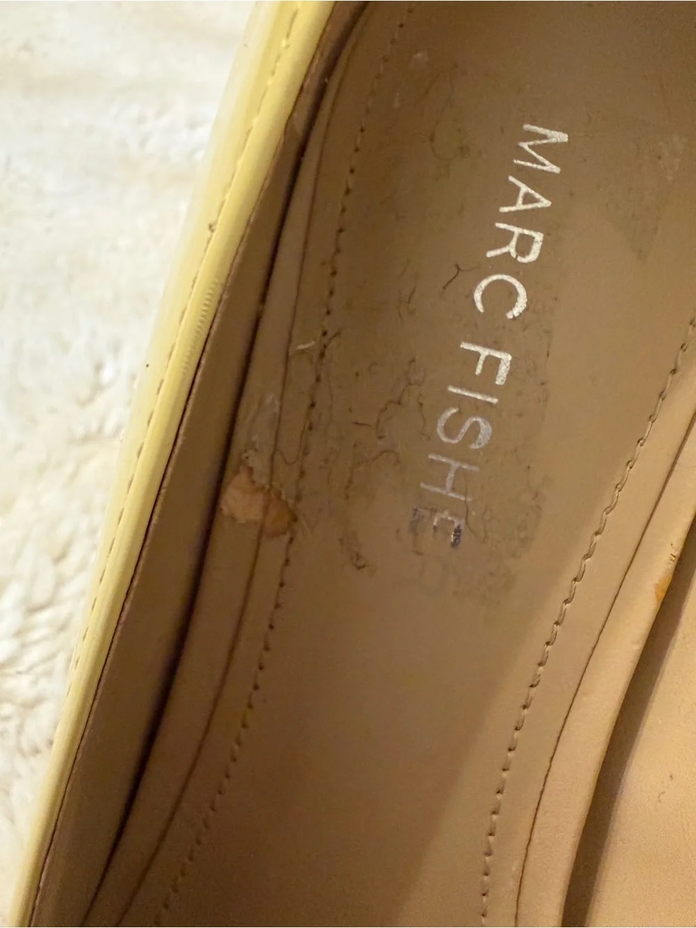Mark Fisher 'Viviene' Block Heel Pumps Patent Yellow Pointed Toe. New w/o tags. - Picture 5 of 6